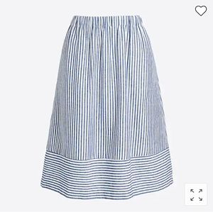 J. Crew striped linen-cotton skirt, blue and cream
